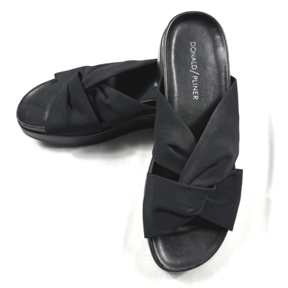 DONALD J PLINER Black Folley Platform Slide Sandal Twist Knot Womens Size 88M